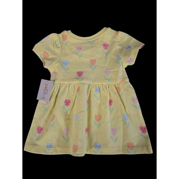 NWT Baby Girl Yellow Flower Print Jersey Dress – Size 3–6 Months - Picture 3 of 4